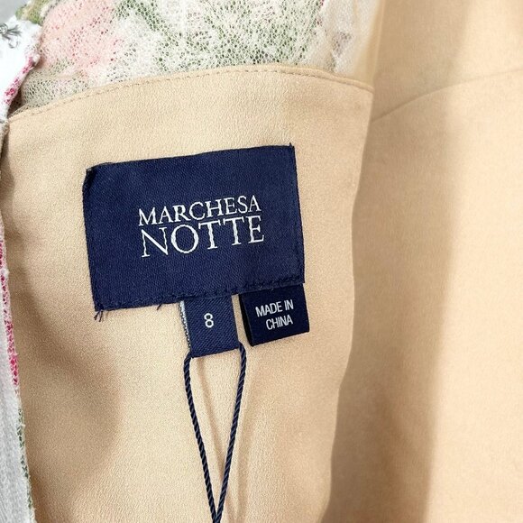 NWT Marchesa Notte Guipure Lace Floral Midi Dress - Picture 7 of 10